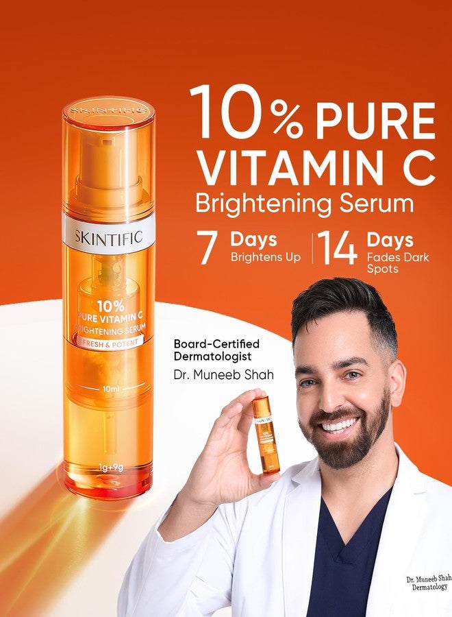 سكينتفيك سيروم سكينتيفيك ثنائي الحجرات لتفتيح البشرة بفيتامين سي، سيروم بودرة فيتامين سي النقي بنسبة 10%، مصحح للبقع الداكنة، مقاوم للأكسدة مع واقٍ من الأشعة فوق البنفسجية - Image 2